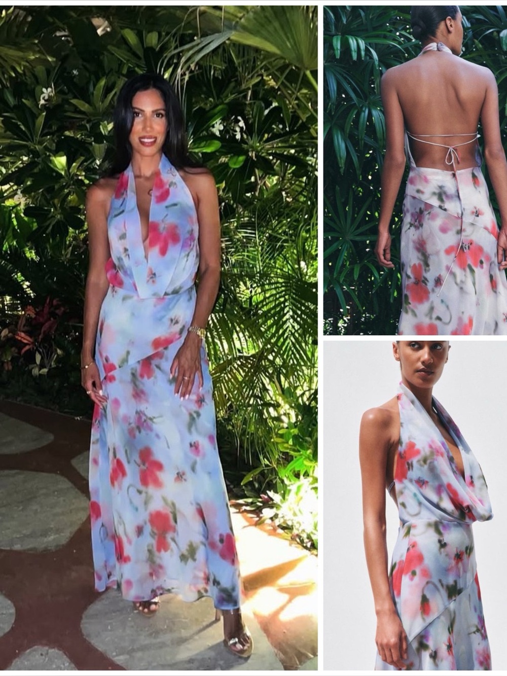 ZARA ~ PRINTED MIDI HALTER DRESS